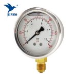 60mm stainless steel case brass connection bottom type pressure gauge 150psi oil filled pressure gauge